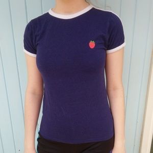 Cute Blue Strawberry T Shirt